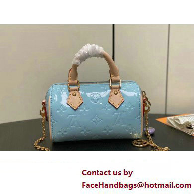 Louis Vuitton Monogram Vernis leather Nano Speedy Bag New LV Remix M83000 Sky Blue 2025