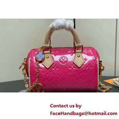 Louis Vuitton Monogram Vernis leather Nano Speedy Bag New LV Remix M83273 Neon Pink 2025