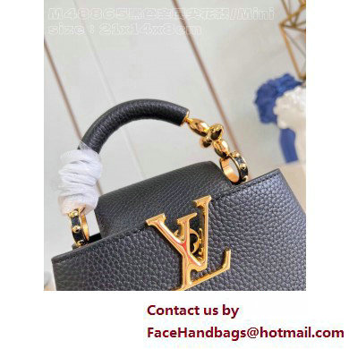 Louis Vuitton Taurillon leather Capucines Mini Bag M23943 Black 2025