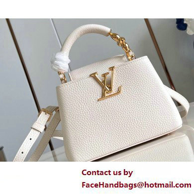 Louis Vuitton Taurillon leather Capucines Mini Bag M23944 Quartz White 2025