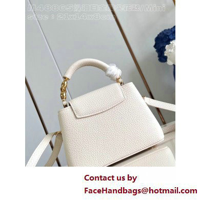 Louis Vuitton Taurillon leather Capucines Mini Bag M23944 Quartz White 2025