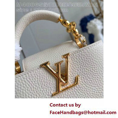 Louis Vuitton Taurillon leather Capucines Mini Bag M23944 Quartz White 2025