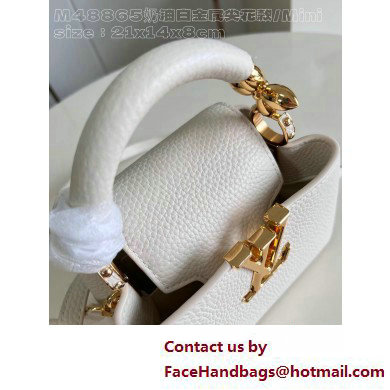 Louis Vuitton Taurillon leather Capucines Mini Bag M23944 Quartz White 2025