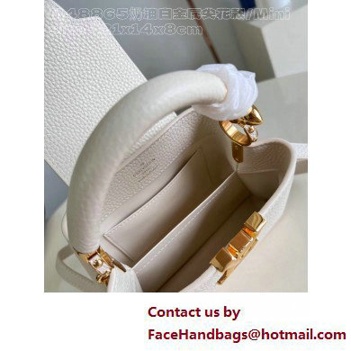 Louis Vuitton Taurillon leather Capucines Mini Bag M23944 Quartz White 2025