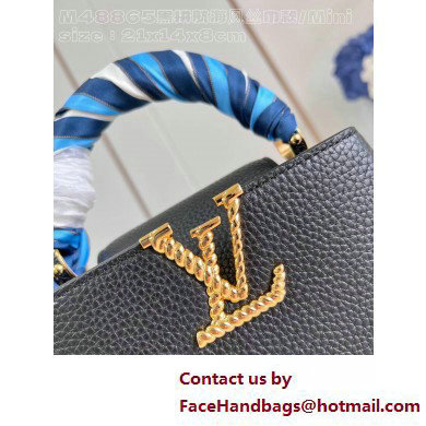 Louis Vuitton Taurillon leather Capucines Mini Bag M24673 Black 2025