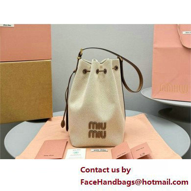 MIU MIU Canvas and leather bucket bag 5BE089 2025