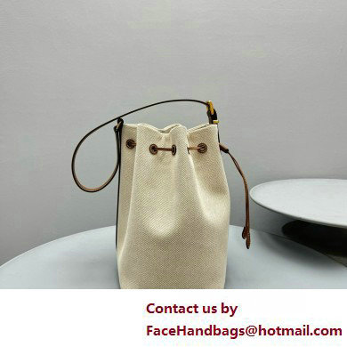 MIU MIU Canvas and leather bucket bag 5BE089 2025