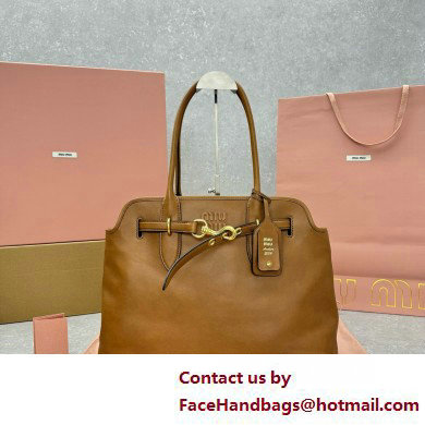 MIU MIU aventure nappa leather bag 5BG291 CARAMEL 2025 - Click Image to Close