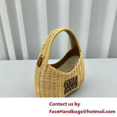 MIU MIU wander wicker hobo bag 5BC125 TAN/CARAMEL2025