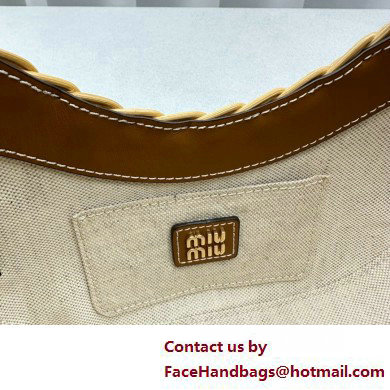 MIU MIU wander wicker hobo bag 5BC125 TAN/CARAMEL2025