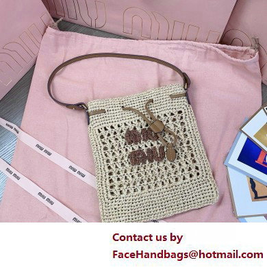 Miu Miuwoven raffia mini bag beige 2025 - Click Image to Close