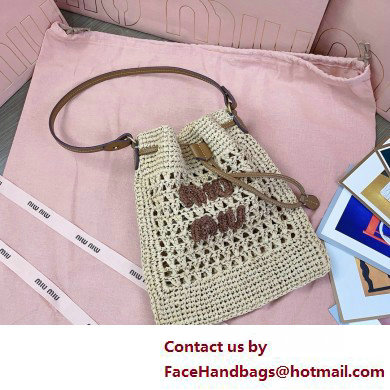 Miu Miuwoven raffia mini bag beige 2025