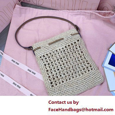 Miu Miuwoven raffia mini bag beige 2025