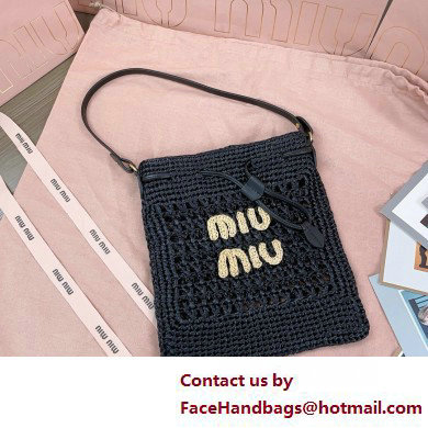 Miu Miuwoven raffia mini bag black 2025 - Click Image to Close