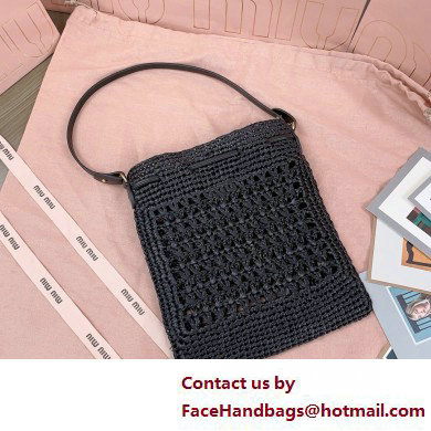 Miu Miuwoven raffia mini bag black 2025