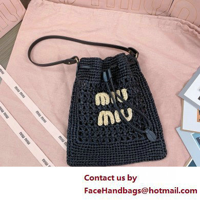 Miu Miuwoven raffia mini bag black 2025