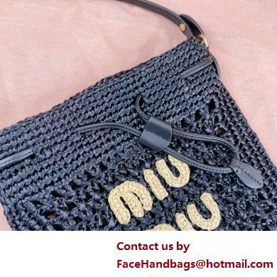 Miu Miuwoven raffia mini bag black 2025