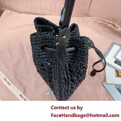 Miu Miuwoven raffia mini bag black 2025