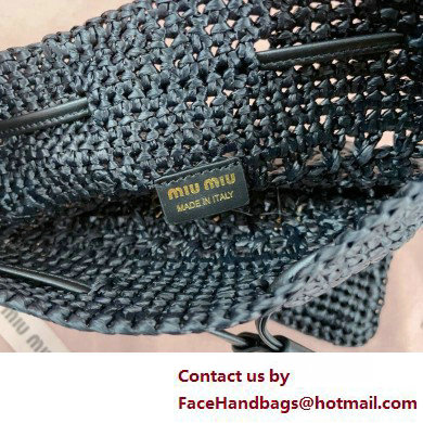 Miu Miuwoven raffia mini bag black 2025