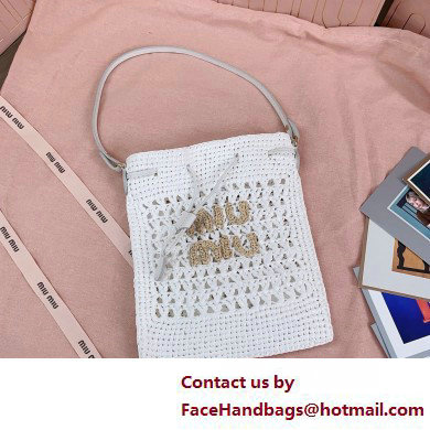 Miu Miuwoven raffia mini bag white 2025