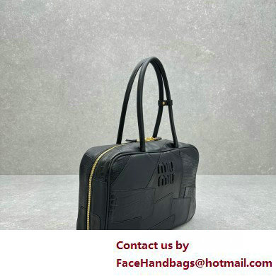 Miu Miu leather patchwork bag 5BB117 black 2025