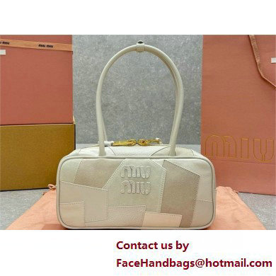 Miu Miu leather patchwork bag 5BB148 white 2025 - Click Image to Close