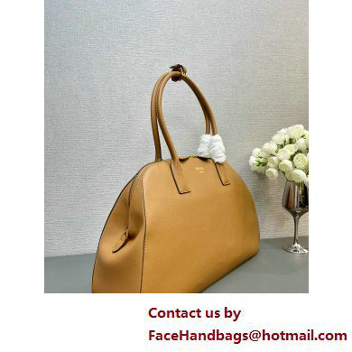 PRADA Large leather tote bag with zipper closure 1BG506 CARAMEL 2025