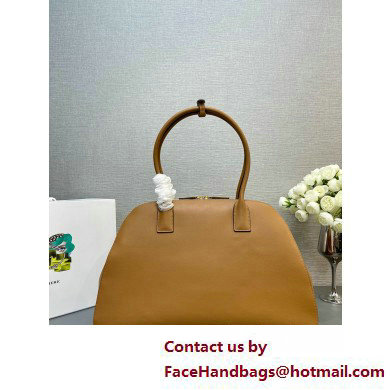 PRADA Large leather tote bag with zipper closure 1BG506 CARAMEL 2025