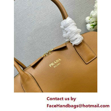 PRADA Large leather tote bag with zipper closure 1BG506 CARAMEL 2025