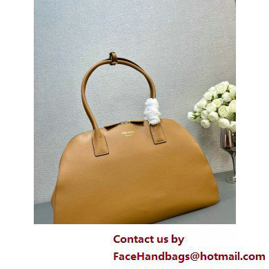 PRADA Large leather tote bag with zipper closure 1BG506 CARAMEL 2025