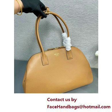 PRADA Large leather tote bag with zipper closure 1BG506 CARAMEL 2025