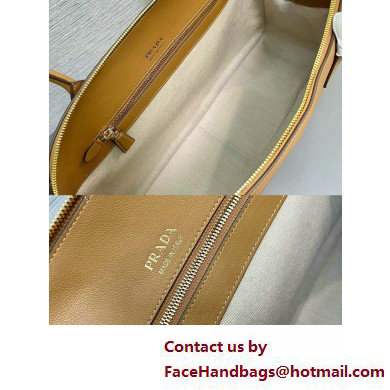 PRADA Large leather tote bag with zipper closure 1BG506 CARAMEL 2025