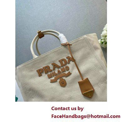 PRADA Large linen blend tote bag 1BG473 Natural 2025 - Click Image to Close