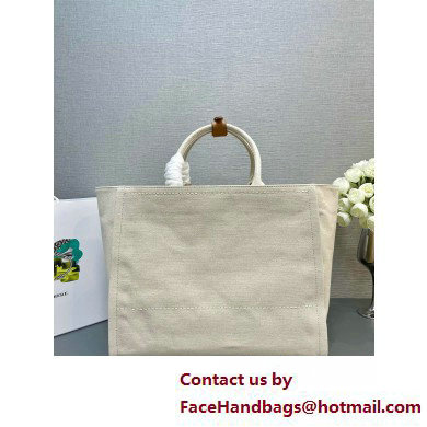 PRADA Large linen blend tote bag 1BG473 Natural 2025