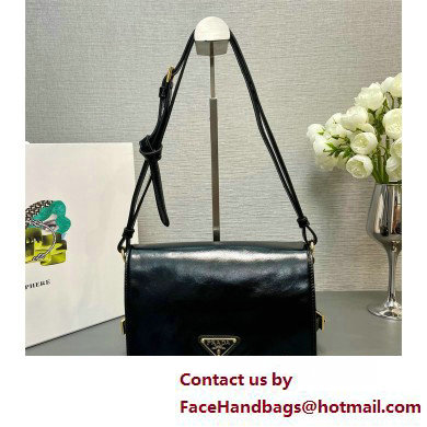 PRADA Leather shoulder bag 1BD082 BLACK 2025