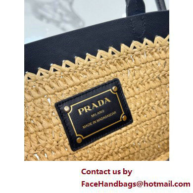 PRADA Mini crochet and leather tote bag 1BG501 Tan/Black 2025