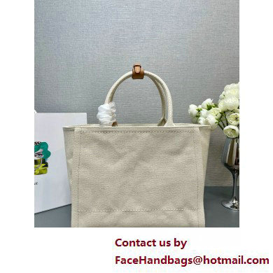 PRADA SMALL linen blend tote bag 1BG474 Natural 2025