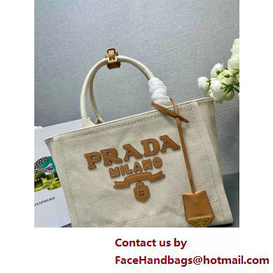 PRADA SMALL linen blend tote bag 1BG474 Natural 2025