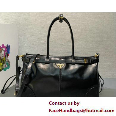 Prada Large leather handbag 1BA433 Black 2025 - Click Image to Close