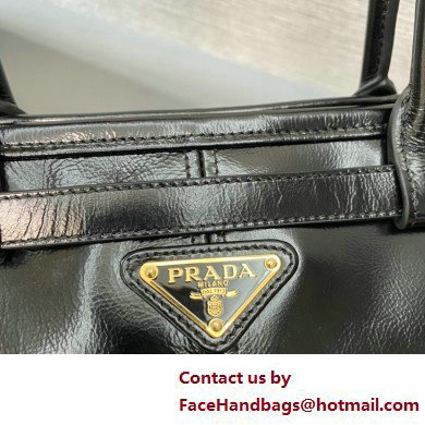 Prada Large leather handbag 1BA433 Black 2025