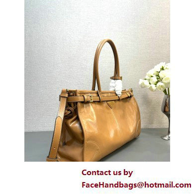 Prada Large leather handbag 1BA433 Brown 2025