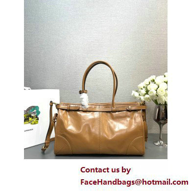 Prada Large leather handbag 1BA433 Brown 2025