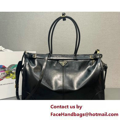 Prada Large leather handbag 1BA439 Black 2025 - Click Image to Close