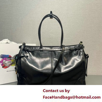 Prada Large leather handbag 1BA439 Black 2025