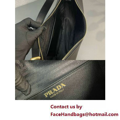 Prada Large leather shoulder bag 1BC212 Black 2025