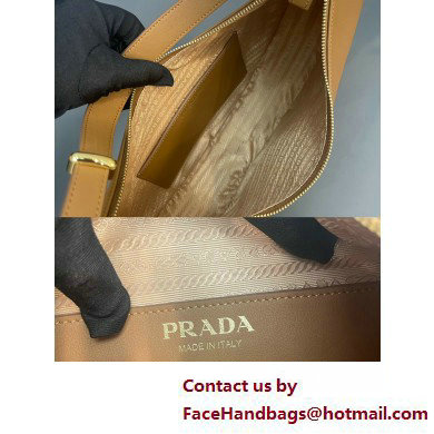 Prada Large leather shoulder bag 1BC212 Brown 2025