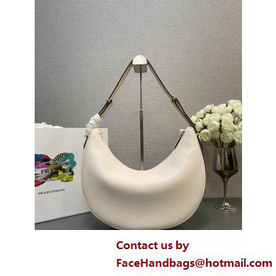 Prada Large leather shoulder bag 1BC212 White 2025