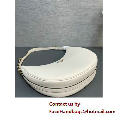 Prada Large leather shoulder bag 1BC212 White 2025