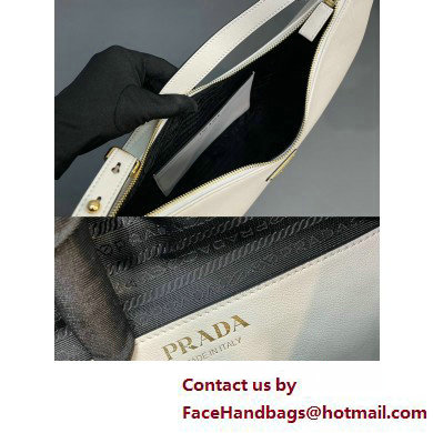 Prada Large leather shoulder bag 1BC212 White 2025