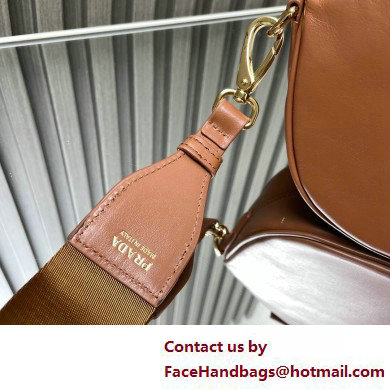 Prada Leather mini shoulder bag 1BH212 Brown 2025